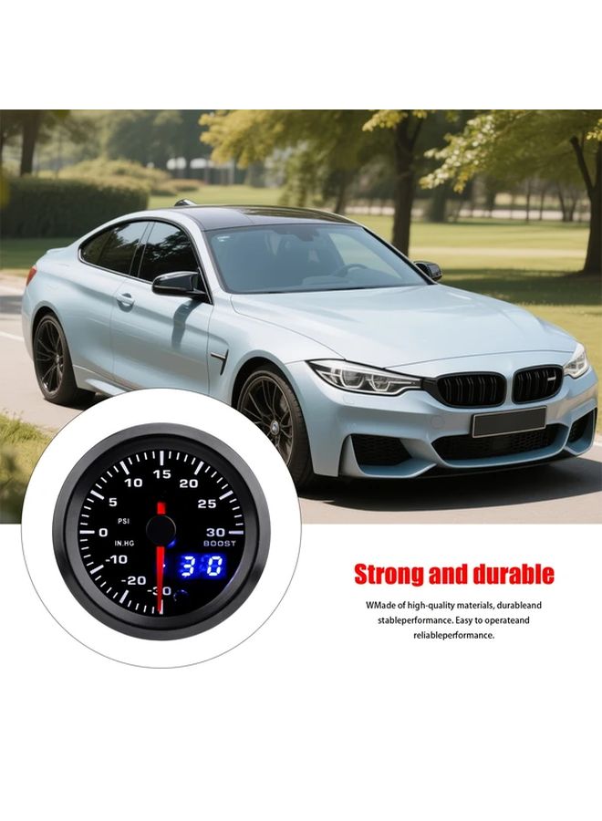 Black Turbo Boost Gauge 30in Hg 30 PSI 2 Inch 12V Dashboard Meter Adjustable Bracket - Image 3